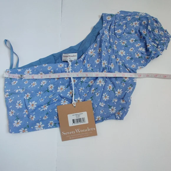 🆕 Seven Wonders Floral boho Bohemian One-Shoulder Puff Sleeve Crop Top_XS/M/XL - Picture 7 of 9